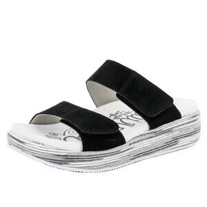 Alegria Suede Adjustable Slide Wedge Sandals Mixie Gray Harbor EU Size 38